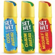 SET WET Cool, Charm And Mischief Avatar Deodorant Spray - For Men (450 Ml, Pack Of 3)